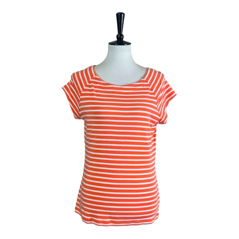 Dressbarn Women’s Tee Shirt Scoop Neck Short Sleeve Cotton Stripe Size Large